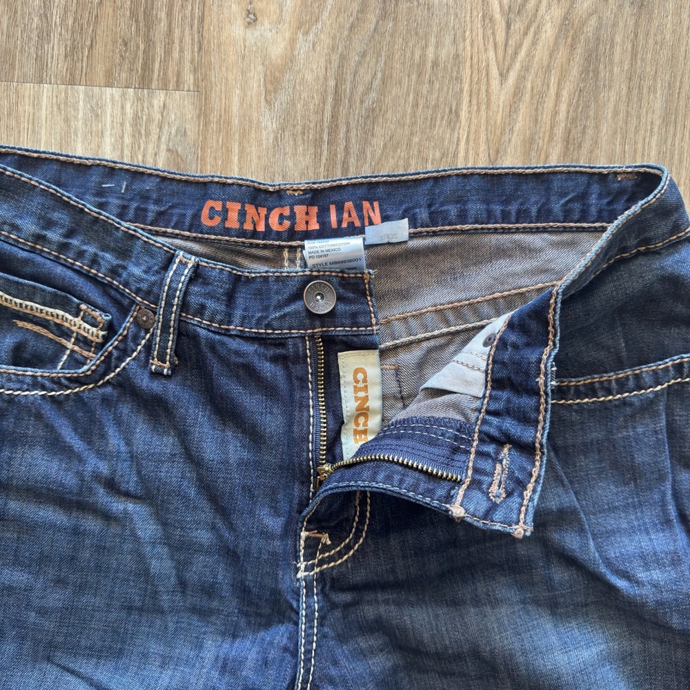 Cinch Ian Slim Fit Bootcut Jeans Mens 33x32 Dark Wash Denim MB69936001 - Picture 5 of 10